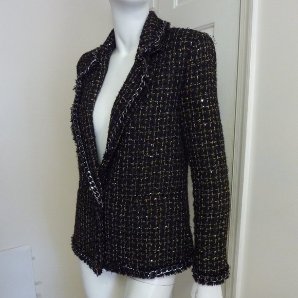 Alice + Olivia Shan Chain-Trim Tweed Jacket - Picture 12 of 16